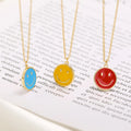 2023 New Smiling Face Necklace 18K Gold Plated Color Fashion Jewelry Dripping Oil Copper Smile Pendant Necklace for Girls