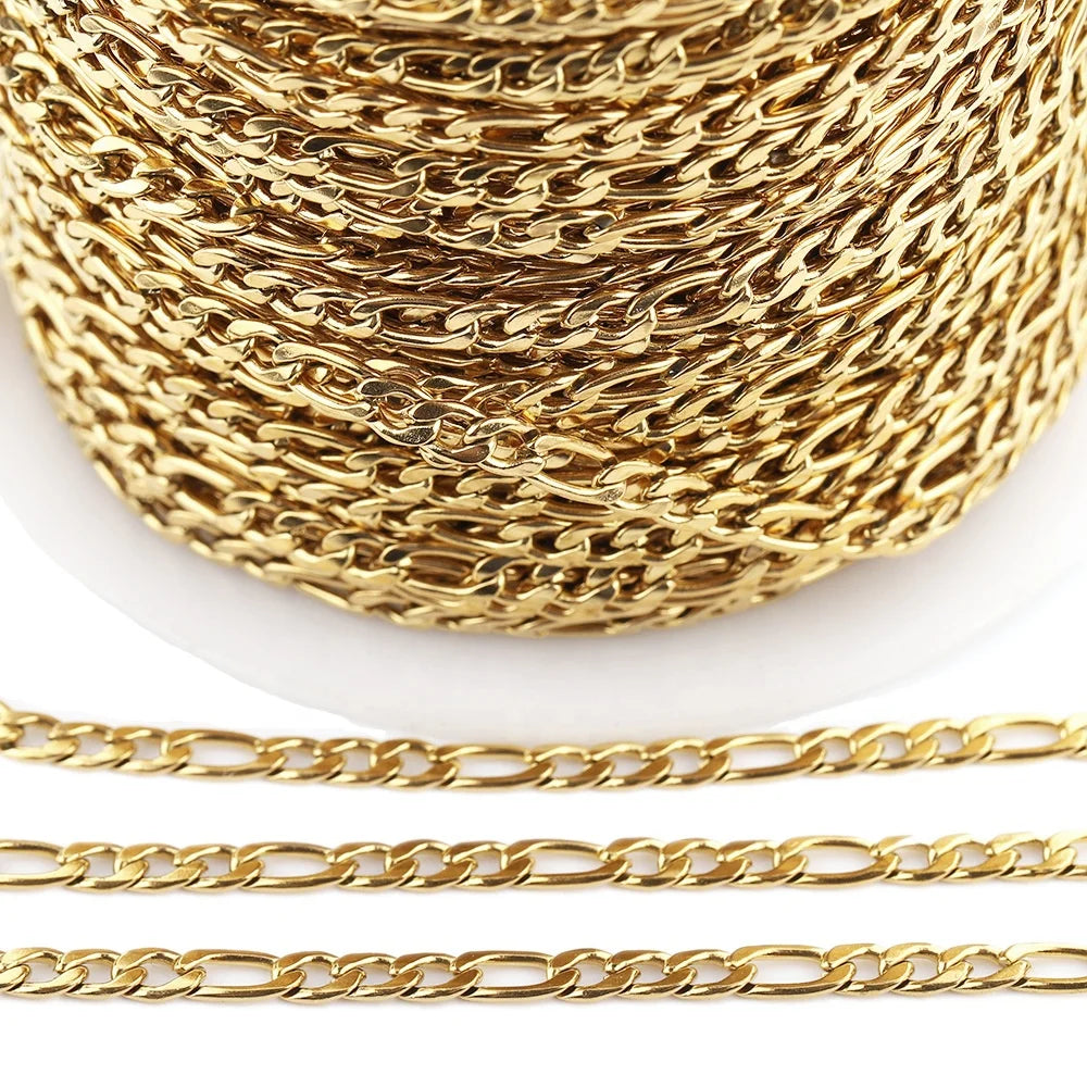 Wholesale Stainless Steel Flat Cross 1:3 NK Chain Roll for Men and Women Necklace & Bracelet Chain Jewelry Making