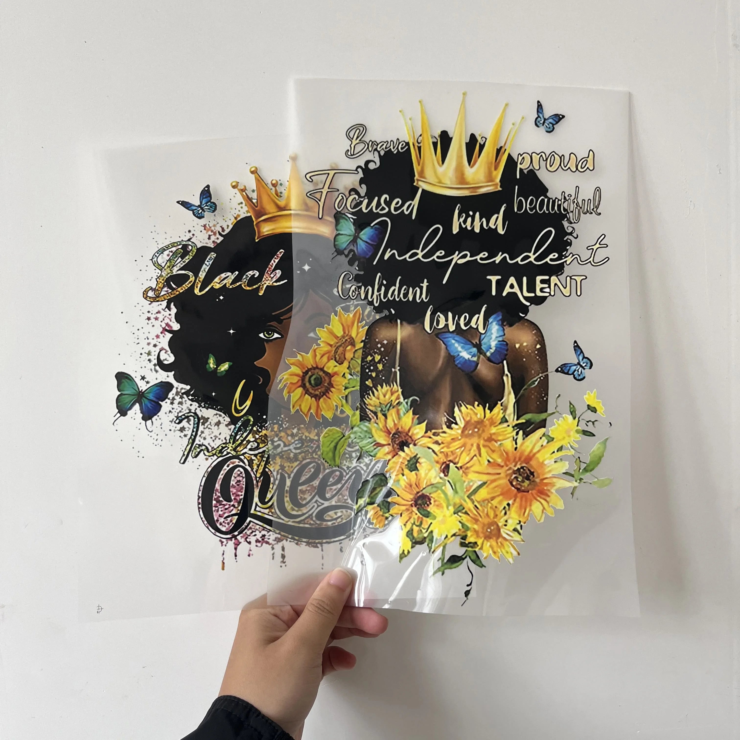 Factory Wholesale Screen Printed Heat Transfers Custom Designs Woman PET Film Iron-On Transfers Full Color Long Wash Durable
