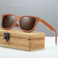 Wholesale Custom  Logo Polarized Wood Sunglasses Layered Brown Square Polarized Skateboard Wooden Sunglasses Women Men