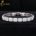 Fashion Hip Hop Jewelry 8.5mm 925 Sterling Silver VVS Baguette Moissanite Diamond Iced Out Sugar Tennis Bracelet for Men