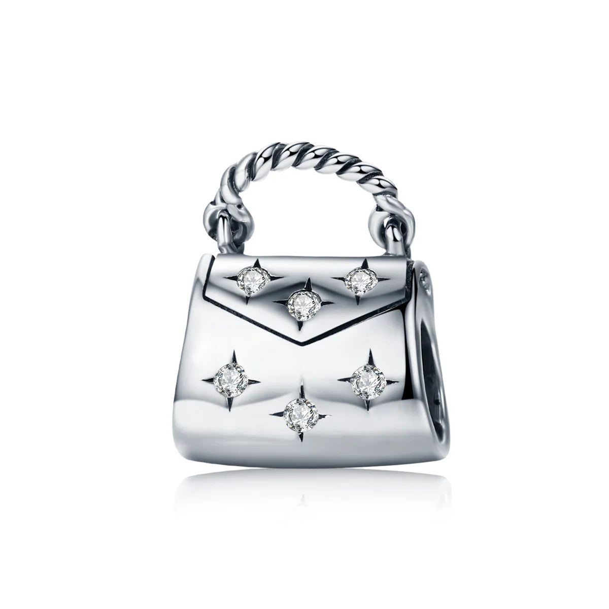 Factory 925 Sterling Silver Clear Cubic Zircon Bracelet Original Brand SCC607 Bright Life Handbag Beads for Fine Pendants Charms