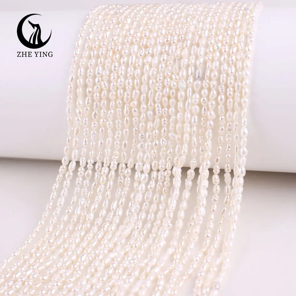Wholesale 2-3mm 3A Cultured Freshwater Pearls Rice Shape Loose Pearls for Jewelry Making Bracelet Necklace Natural Pearl Beads