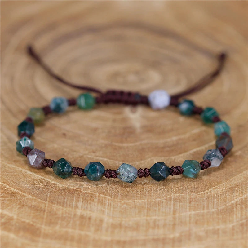 YueTong Natural Stone Beaded Bracelet Handmade Braided Bracelets Adjustable Beaded Wrap Bracelet BOHO Fine Jewelry Dropshipping
