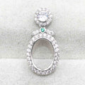 Sterling Silver 9*12mm Semi Mount Pendant Empty Frame Blank Support Setting S925 Base Holder Without Center Stone for DIY Inlay