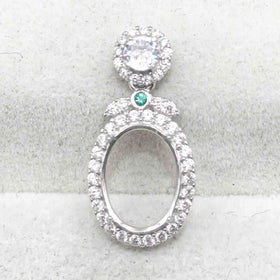 Sterling Silver 9*12mm Semi Mount Pendant Empty Frame Blank Support Setting S925 Base Holder Without Center Stone for DIY Inlay