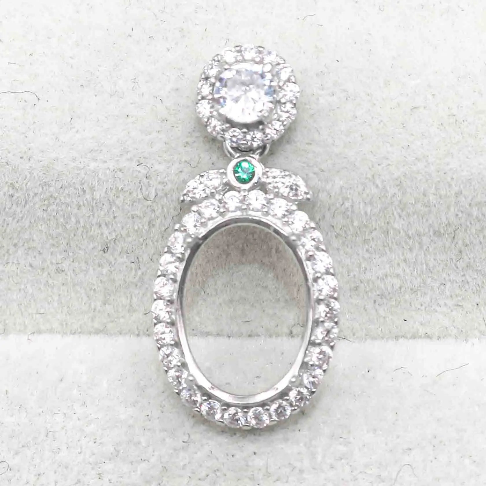 Sterling Silver 9*12mm Semi Mount Pendant Empty Frame Blank Support Setting S925 Base Holder Without Center Stone for DIY Inlay