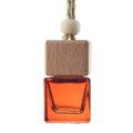 Custom Design Square Amber Car Hanging Glass Perfume Diffuser Bottle with Wooden Cap Hanging Car Perfume Glass Bottle