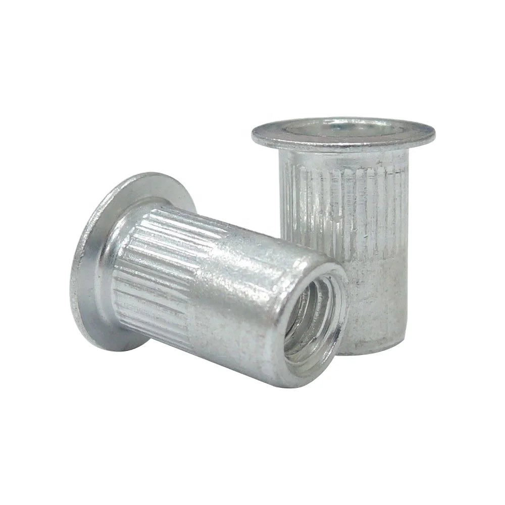 M3 M4 M5 M6 M8 Flat Head Knurled Body Steel Threaded Insert Rivet Nut Aluminum Material