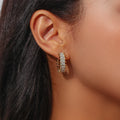 Fashion Stainless Steel Jewelry Gold Earrings for Women Wholesale C Shape Zircon Baguette Earring
