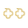 Wholesale Fashion Gold Plated Cubic Zirconia Hollow Four Leaf Clover Stud Earring 925 Sterling Silver Fine Jewelry Earrings