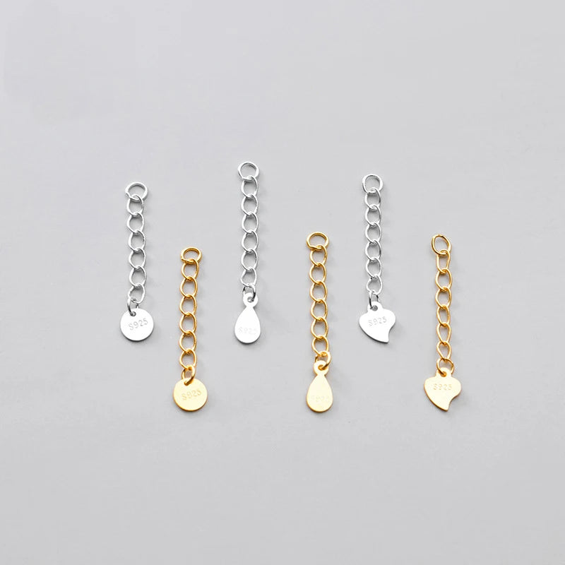 Wholesale Shape Pear Round Disc Heart 925 Sterling Silver Necklace Extender for Chain Jewelry Making
