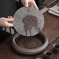Water Storage Tea Tray Vintage Gilding Iron Glaze Double Bamboo Tea Tray Simple Home Office Ceramics Water Tea Table