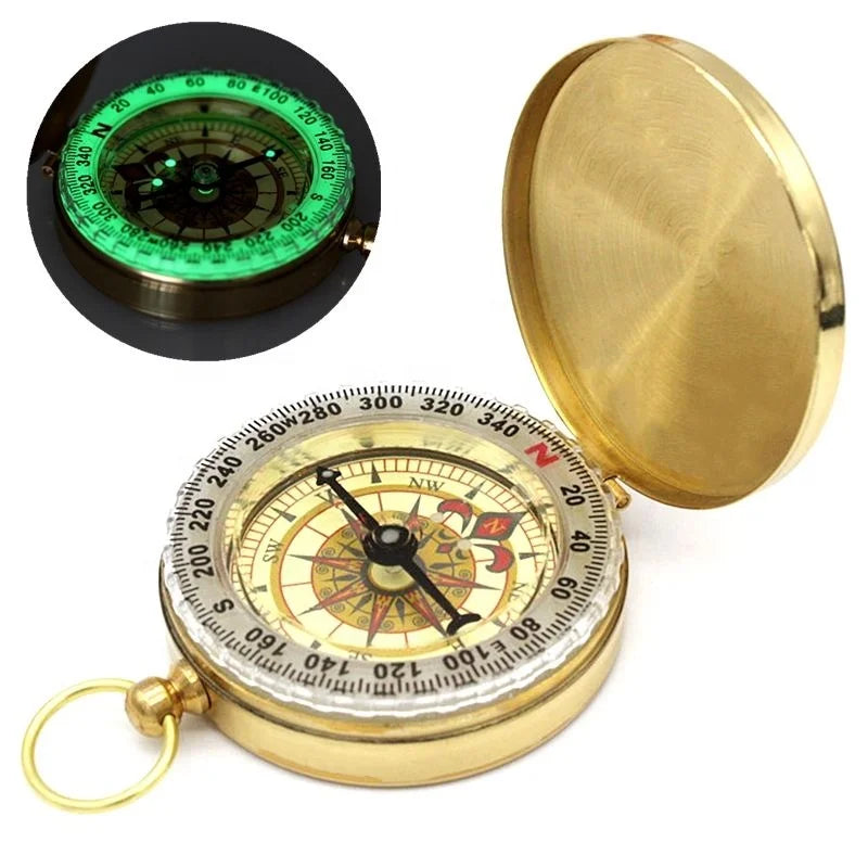 Pocket Watch Flip-open Quality Portable Classic Brass Luminous Camping Survival Compass for Hiking Activities
