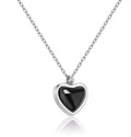 JOYFFO Women's Trendy Silver Heart Pendant Necklace Handmade Christmas Birthday Gift with Agate for Party Black Heart for Teens