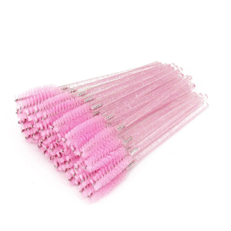 Wholesale Private Label Crystal Handle Pink Glitter Lash Brushes Mascara Brush for Eyelash