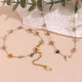 Colorful Natural Stone Choker Gemstone Beaded Gold Plated Necklace Stainless Steel Jewelry Gift for Women