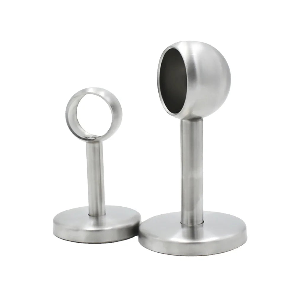 Stainless Steel Wardrobe Tube Bracket Curtain Hanging Rail Support Closet Rod Holder Brace Rounded Center Post Bracket