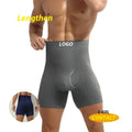 High Waist Tummy Control Boxer Briefs Cotton Plus Size Men's Lengthen Sports Underwear