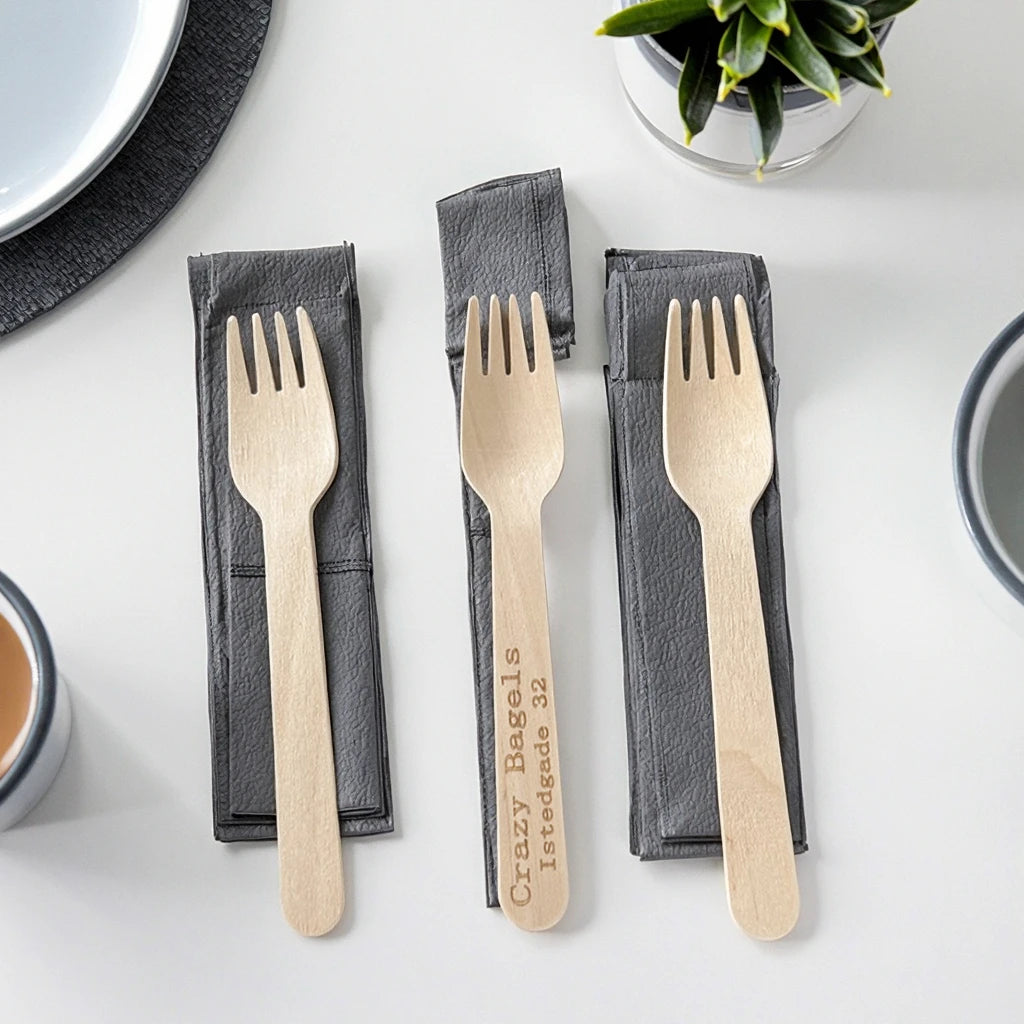 Biodegradable 10000piece Disposable 160mm Birch Wooden Forks Luxury Food Safe Cutlery (Fork/Spoon/Knife/Tissue) for Parties