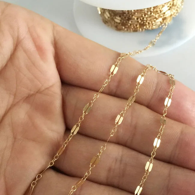 GC023 NEW Model Genuine 14K Gold Filled Jewelry Chain 2.45mm Width Lips Shape Necklace Chain for Jewelry Making