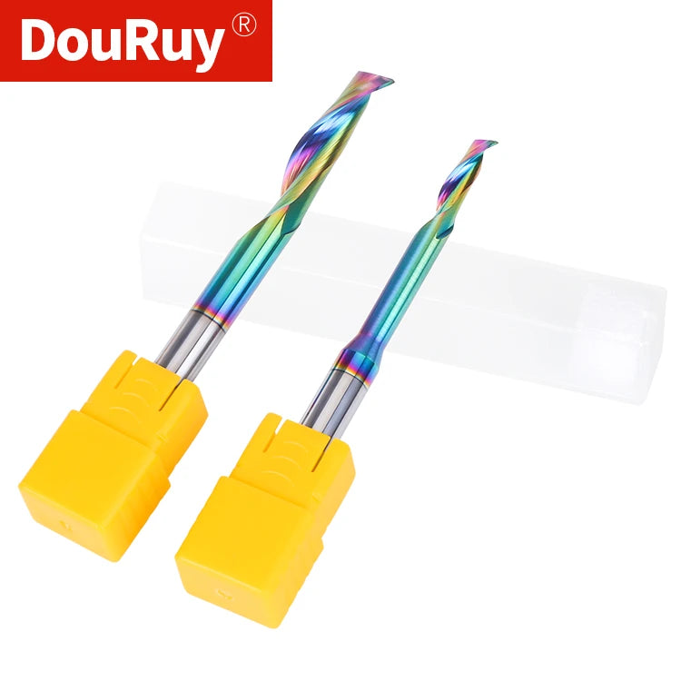 DouRuy Carbide 8mm CNC Milling Cutter Single Flute Spiral Drill Bit Router Bit for Aluminum Alloy Windows and Doors Processing