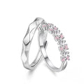 S925 Platinum Plated Romantic Sparkling Pink Zircon Romantic Couple Rings for Women Men Wedding Engagement Jewelry Ring