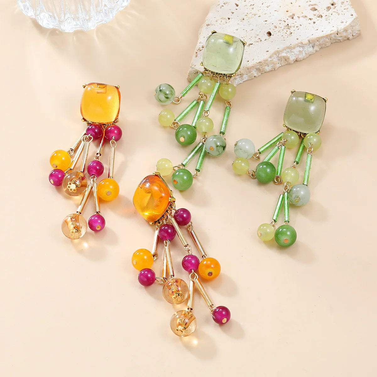 2024 Fashion Jewelry New Wild Fruit Flower Tassel Earrings Exaggerated Earrings Women's Trendy Design Jewelry Earrings Women