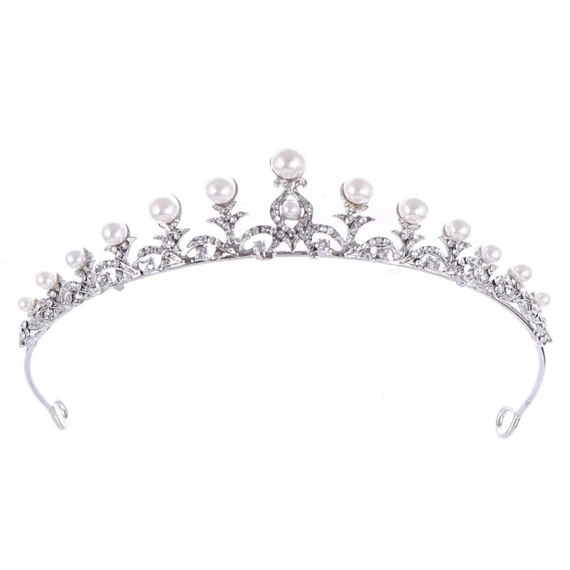 Wholesale Bridal Crown Tiara With Crystal Pearl Alloy-for Wedding Party Gift Engagement Anniversary-Hair Jewelry for Children