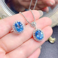 Factory Supply Custom 925 Sterling Silver Bridal Jewelry Sets Natural Topaz with Gold Plating for Weddings and Engagements