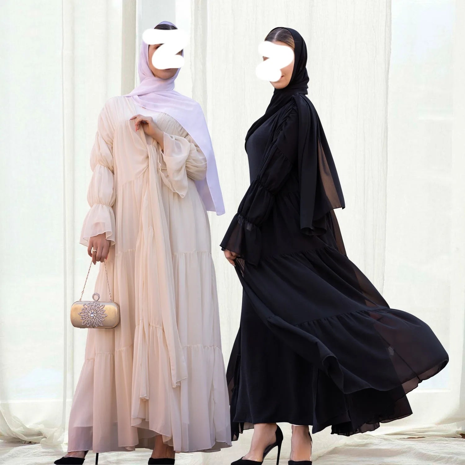 2023 Waist Puff Sleeve Cardigan Dubai Elegant Dress Manufacturers Kimono Summer Chiffon Raffle Abaya Women Muslim Dress
