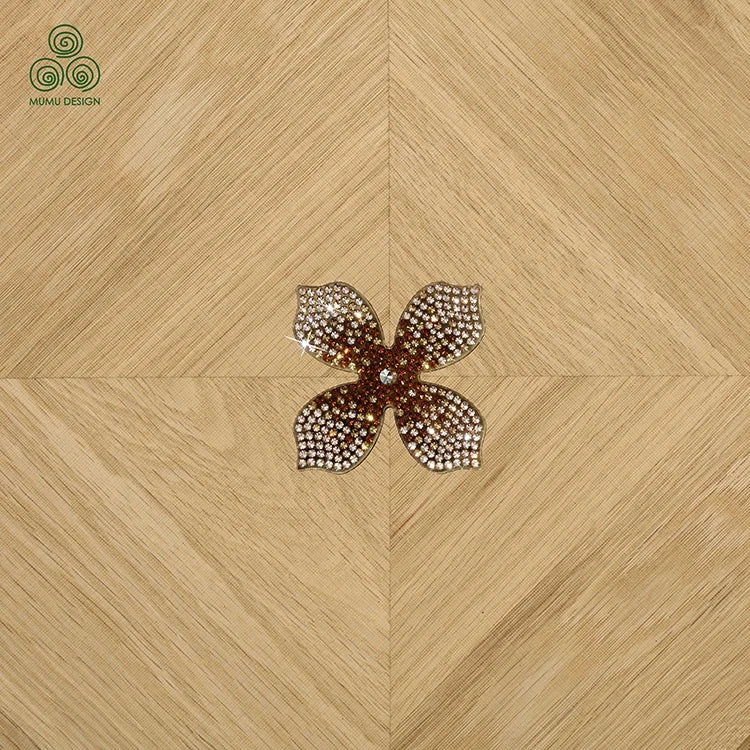 MUMU Hot Customized Production Wooden Flooring With Metal Inlays 6x6 Parquet Wood Flooring