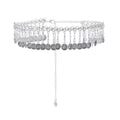 Vintage Style Silver Alloy Coin Tassels Women's Belt Adjustable Belly Waist Chain for Girl Trendy Body Jewelry for Party