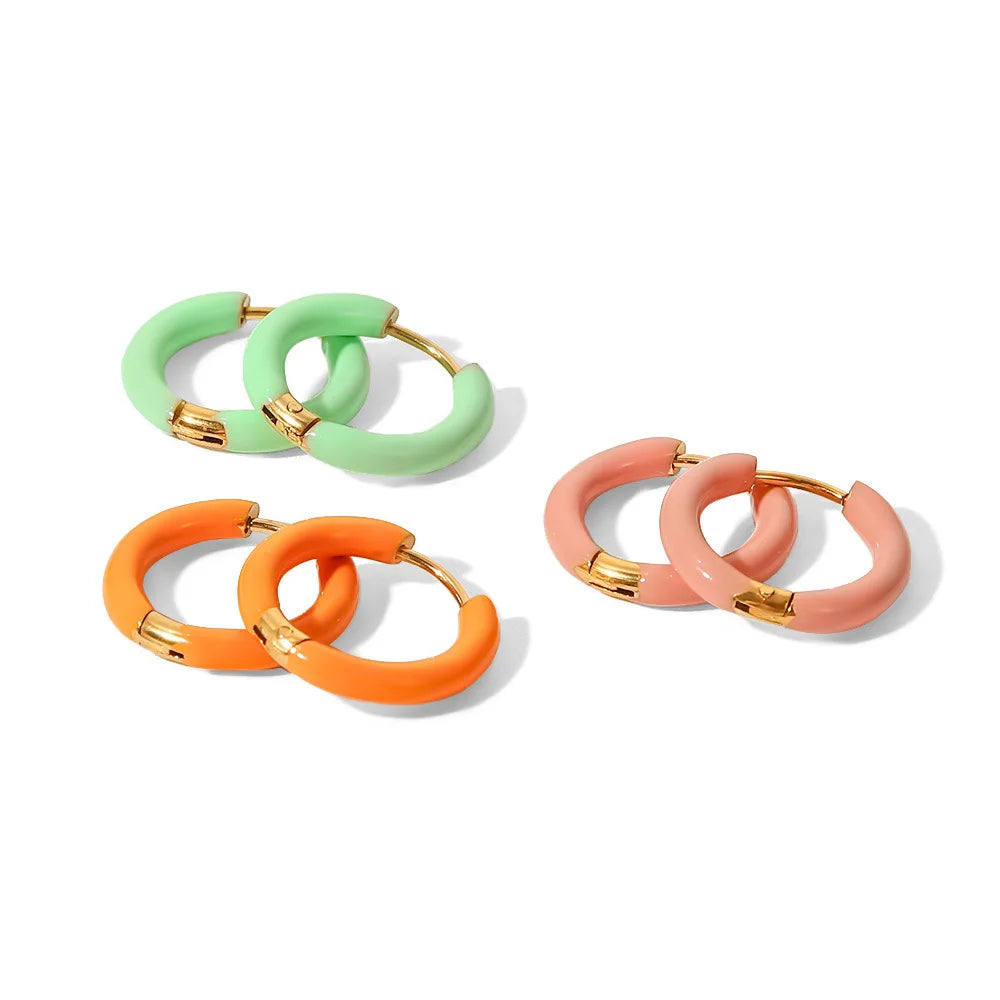 2022 Factory Summer Fashion Accessories Drip Stainless Steel Earrings Jelly-colored Hoop Earrings for Women Girls