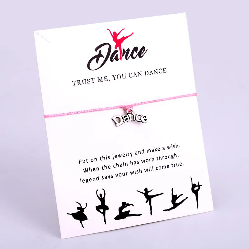 Manufacturer Fashionable Ballet Dance Mom Dancing Girl Dream Custom Antique Silver Plated Men Rope Ladies Dance Bracelet Women
