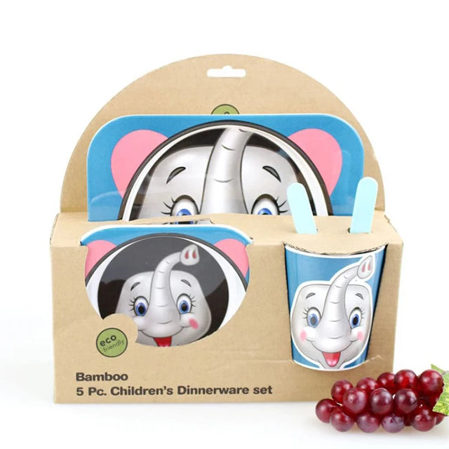 Eco Cartoon Degradable Environmental BSCI Biodegradable Natural Bamboo Fiber Kids Tableware Dinnerware Sets