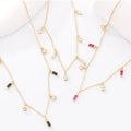 925 Sterling Silver Cz Zircon Multi Color Colored Lucky Charm Tassel Pendant Necklace Women Ladies Gold Choker Necklaces Dainty