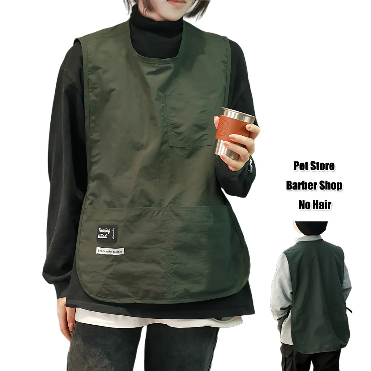 Cleaning Smock Cooking Waist Nylon Water-repellent Unisex Women Vest Plus Size Double Sided Cobbler Apron