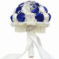 Handcraft Bridal Bridesmaid 25cm Height Blue Silk Flowers Wedding Bouquets for Wedding