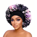 New Arrival Women Sleep Bonnets With Elastic Band Pattern Printed Custom Logo Satin Hair Bonnets