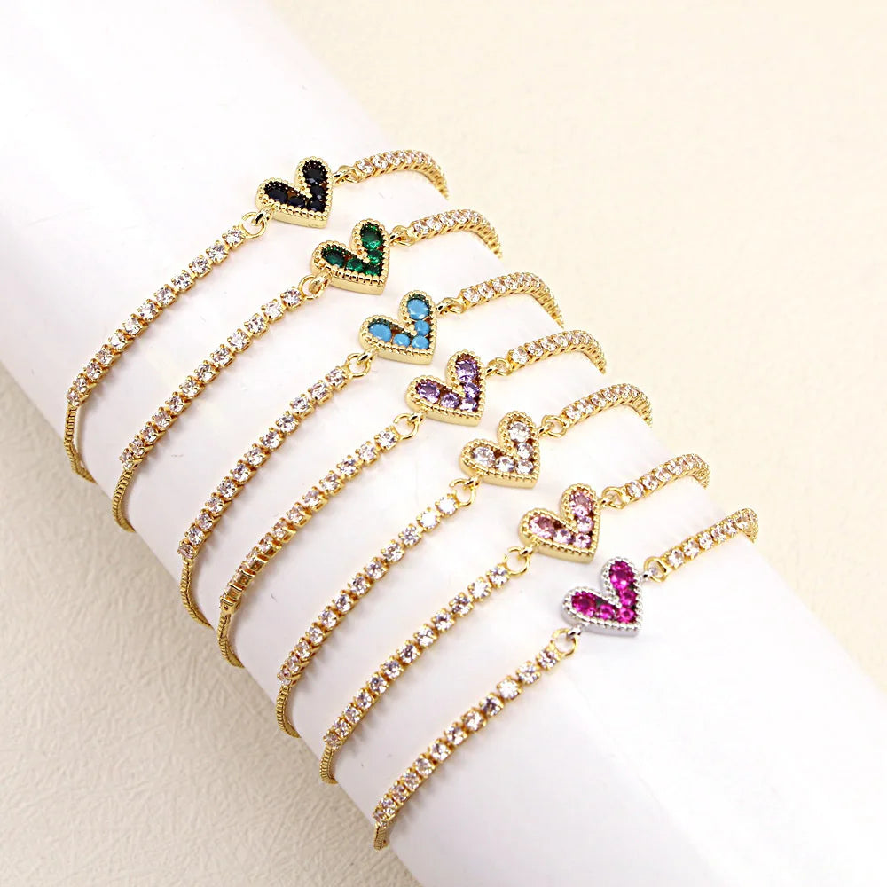 Simple Heart Bracelet Valentine's Day Jewelry Zircon Stone Bracelet