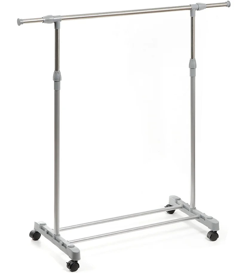 Clothing Rack with Wheels Double Rails Garment Rack Rolling Rack with Shelves