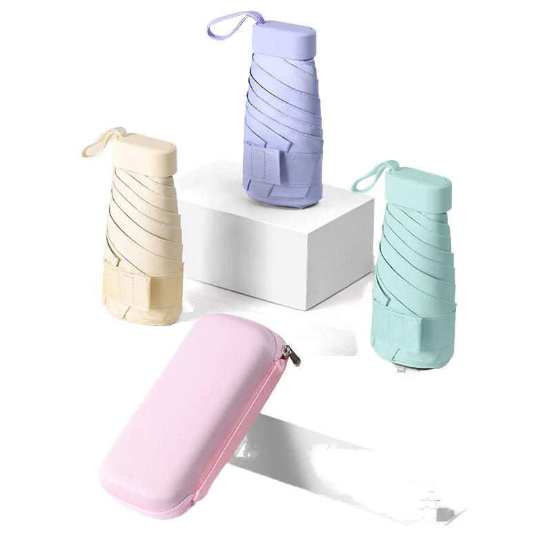 Mini 5-Fold Lightweight Portable Pocket Umbrella Custom Logo Adults Sunny Rainy Days Simple Travel Promotional Multifunction