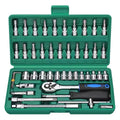 Durable 46-Piece Chrome Vanadium Steel Socket Wrench Sleeve Bit Combination Hand Tools Set Hard Case Portable OEM 1 Year