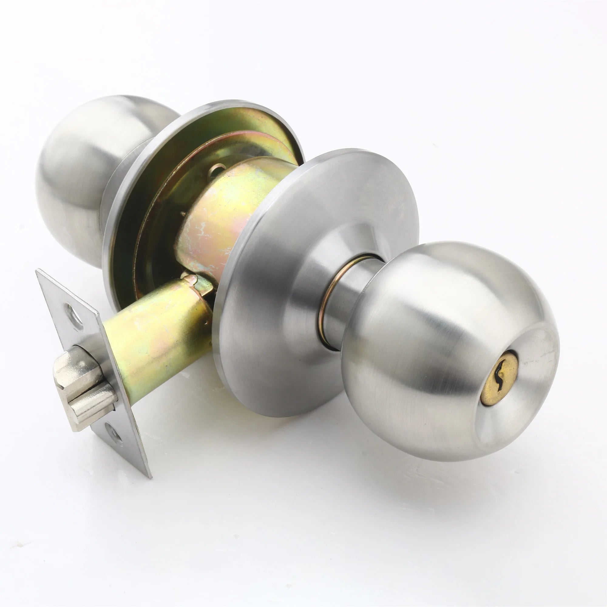 ROEASY 587 Modern Zinc Alloy 60/70mm Brass/Steel Door Knob Tubular Lock for Hotel and Gym Bedroom Furniture Stainless Steel