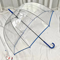 Custom Advertising Simple Bubble Dome Transparent Windproof Waterproof Umbrella 8 Bone Curved Handle Clear Umbrellas for Adults