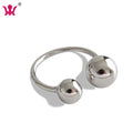WMJA350 Double Ball Bead Open Band Ring Sterling Silver Adjustable Minimalist Promise Engagement Wedding Rings Fashion Jewelry