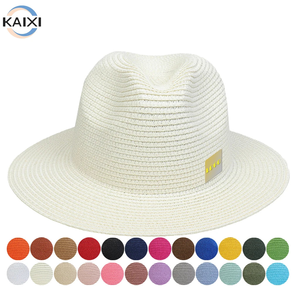 Hot Selling Casual Custom Breathable Summer Farm Beach Outdoor Solid Color Men's Top Hat Panama Hat Straw Hat for Adults