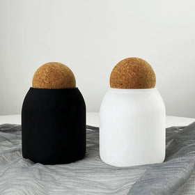New Matt Black Matte White 16oz 500ml Cork Ball Lid Glass Jar for Candle Making Empty Candle Vessels Jar Glass