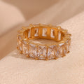Dreamshow Baguette Luxury AAAA Zircon Ring 18K Gold Plated Stainless Steel Wedding Rings Cubic Zirconia Jewelry